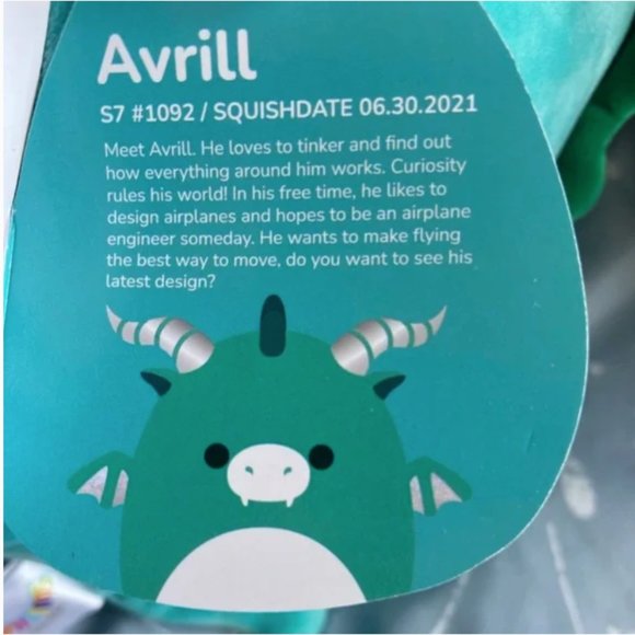 NWT Avrill the Dragon teal Squishmallow from the Fantasy Squad. - Picture 4 of 4